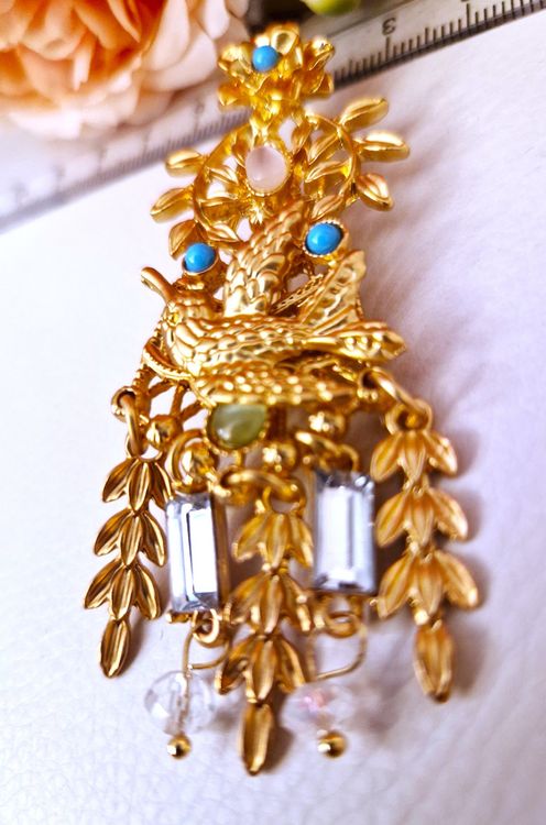 Broche Chimère Ancienne - Style Antique Avec Strass - Métal Inconnu - Occasion
