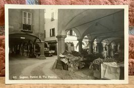 LUGANO - Portici di Via Pessina - Strassenpartie mit Markt