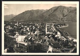 AK Ascona, Panorama mit Bergen, 1950