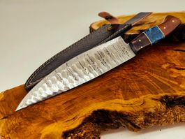 GEPRÜFT B Damast Messer Chefmesser Knife inkl. Lederscheide