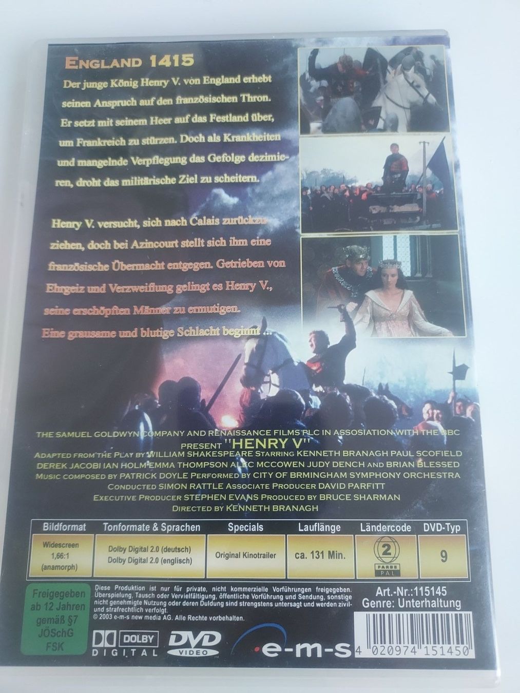 Tutti i DVDs: Henry V – Usato da Dübendorf venduto da Seth2167 1