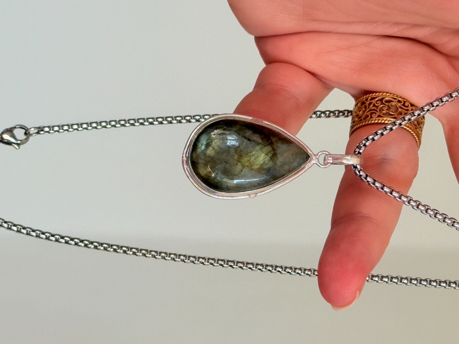 Ketten: Collier labradorite, neuf, jamais porté! – Neu und originalverpackt aus Genève von AGBERG 9