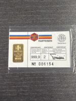 Goldbarren Raiffeisen Argor Heraeus 2g Gold 999.9 neu