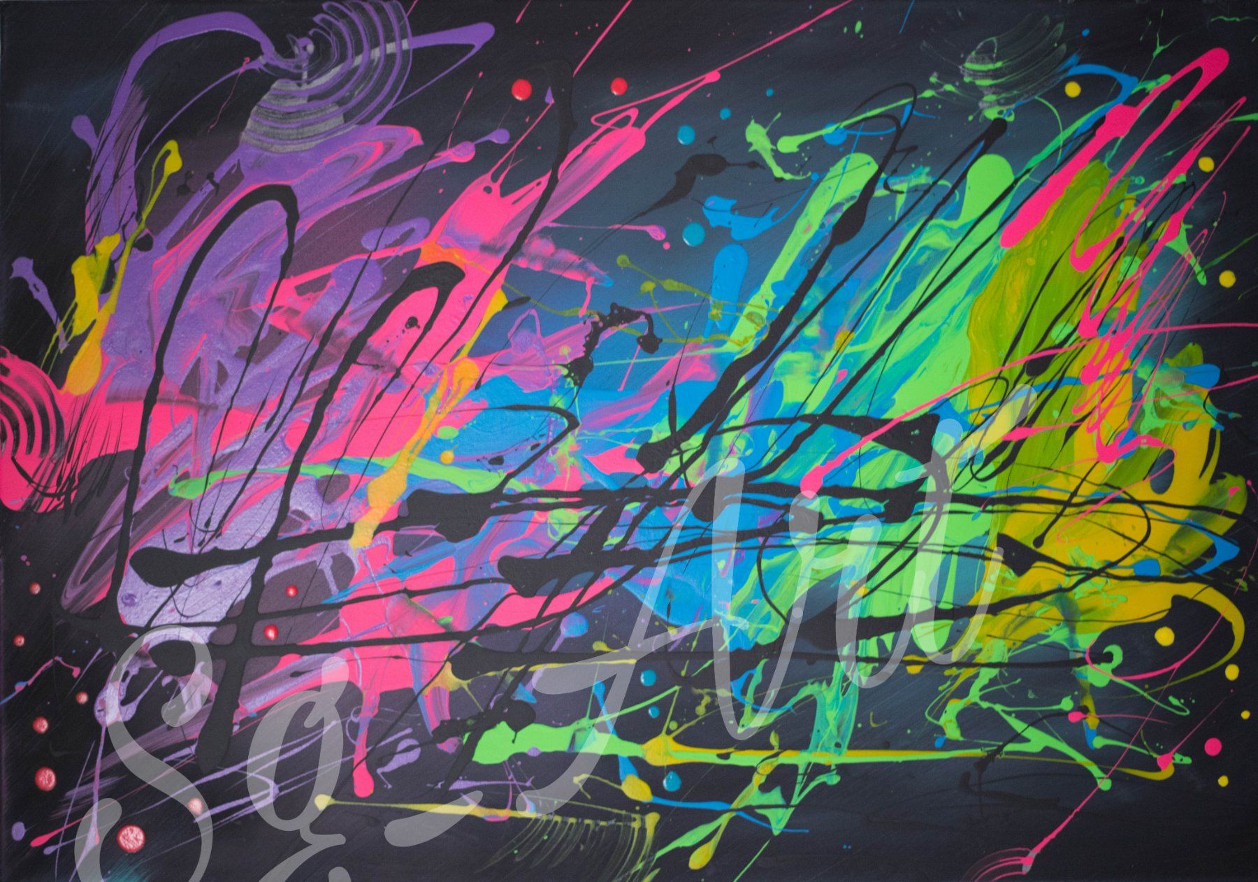 Foto & Immagini: Acrylbild abstrakt modern bunt Explosion Unikat Neu – Nuovo e nell'imballaggio originale da Rheinau venduto da Sussel 1