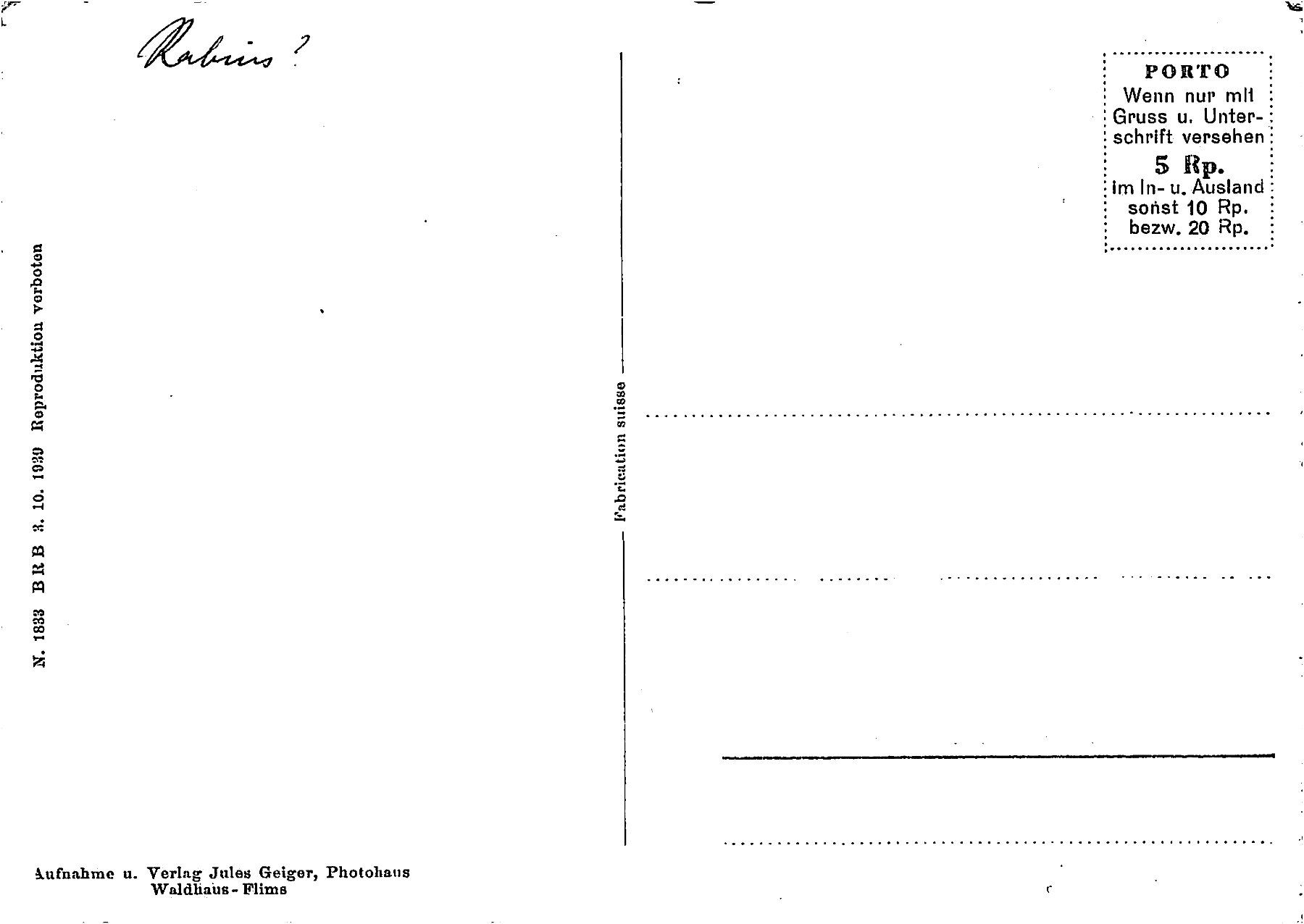 Cartoline postali: Schafe, Bündner Oberland – Usato da Ottikon b.Kemptth. venduto da Neptun1974 1