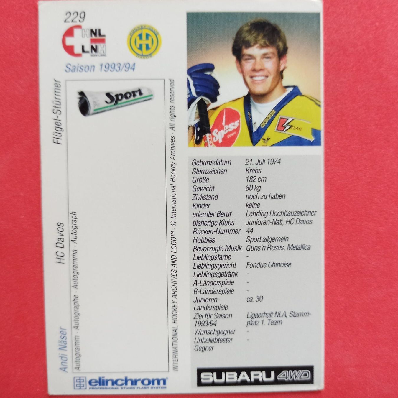 Carte collezionabili: Andi Näser - HCD - 1993/94 – Usato da Dübendorf venduto da kb86_MOVIE 1