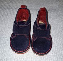 Chaussures daim fourrées, T. 22, bleu/rouge
