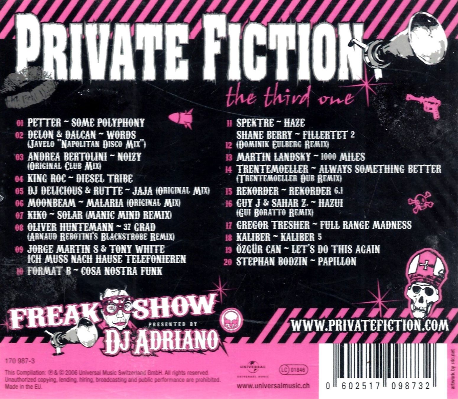 CD: DJ Adriano PRIVATE FICTION Freak Show Techno Electro CH CD – Usato da Kandergrund venduto da Sososo 1