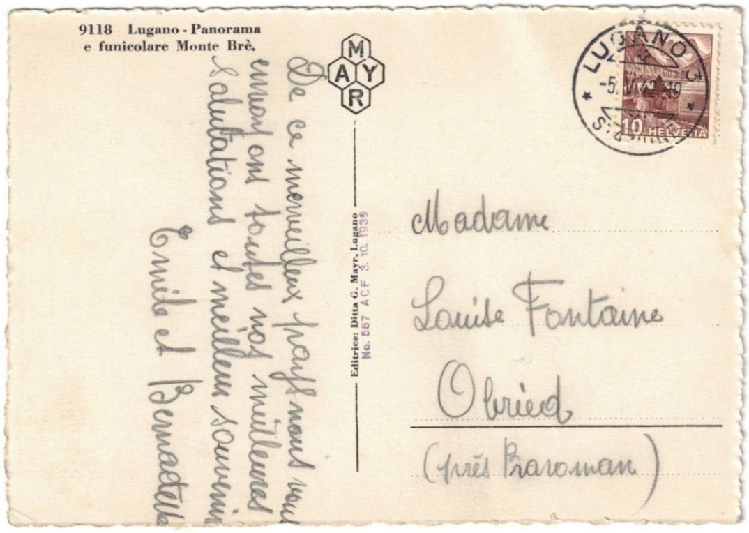 Cartoline postali: Lugano - Standseilbahn Monte Brè – Usato da Binningen venduto da Mountainrider 1