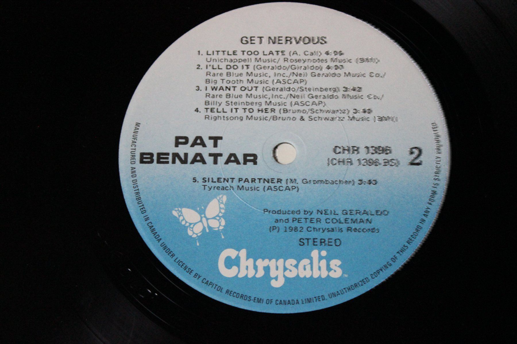 Dischi in vinile: Pat Benatar - Get nervous LP Vinyl Canada 1982 – Usato da Tübach venduto da JamesStone 4