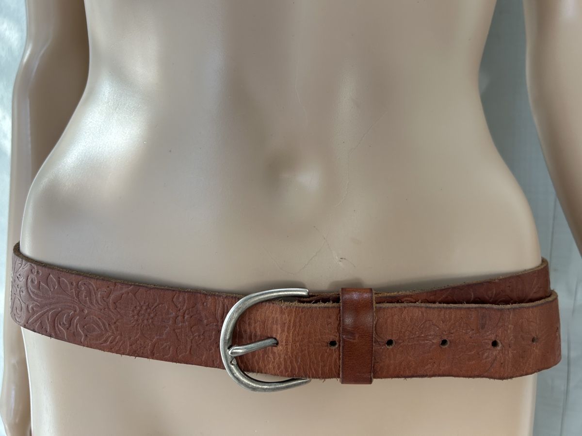 Ceintures: Vintage Leather belt brown embossed pattern – Neuf (Voir description) à Saland par ele_vc96