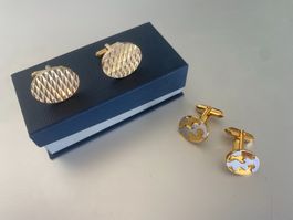 Zwei Paar (2x) schöne Manschettenknöpfe goldfarben