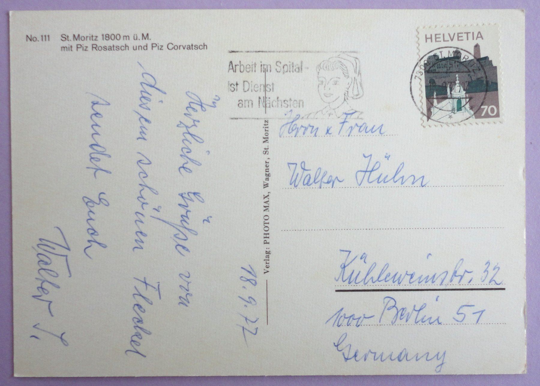 Cartes postales: St. Moritz 1800 m ü.M. – D'occasion à Fétigny par Billy2miny 1