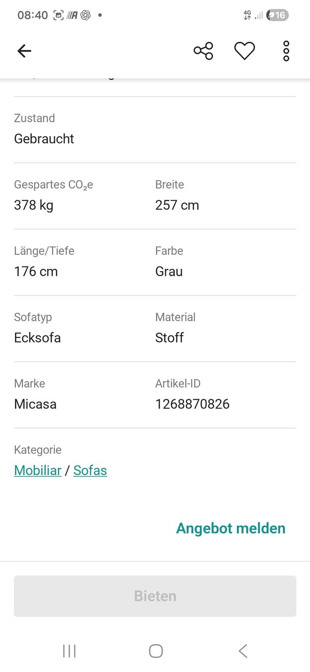 Divani: sofa mittelgrau – Usato da Wiesendangen venduto da krummel01 1