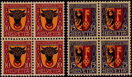 1918 Pro Juve, "Wappen" Nr. J10-11 Viererbl.-Serie postfr.**