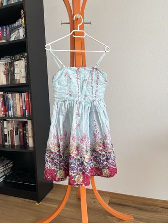 Summer Dress Size M, Light Blue Floral Dress, Delicate Flowe