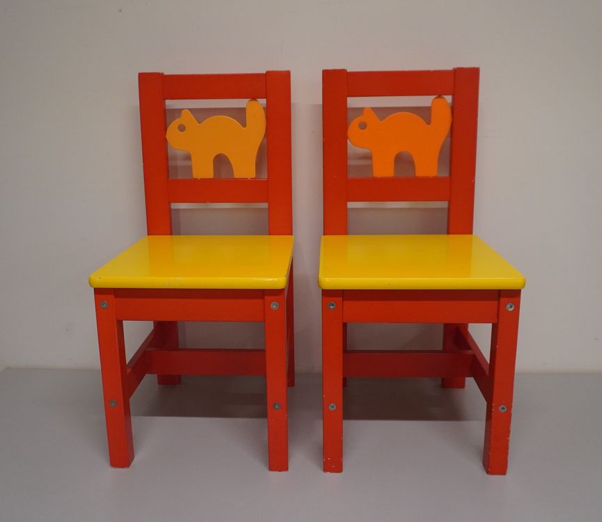 2 Kinderstühle rot/gelb IKEA S071 Kaufen auf Ricardo