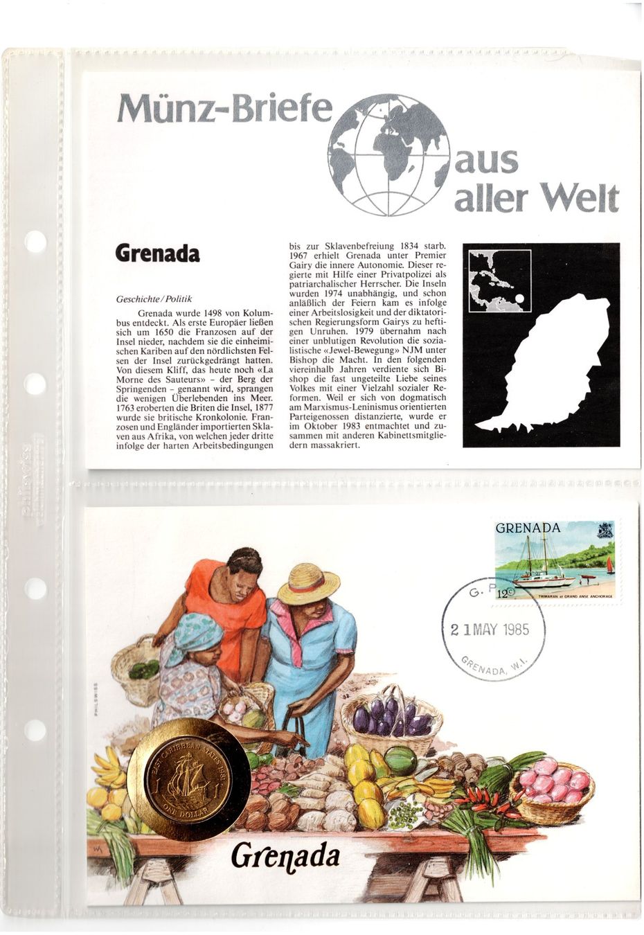 Alle Münzen: Grenada_1985_Münzbrief mit Beschreibung – Gebraucht aus Hombrechtikon von Fraese01