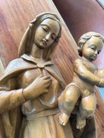 Vintage Hand Carved Wooden Madonna and Child Statue 72 cm