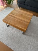 Couchtisch Holz Eiche mit Edelstahlgestell - modern & stabil