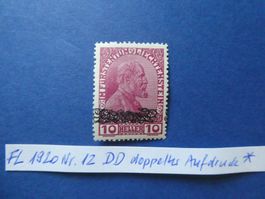 FL 1920 Nr. 12DD doppelter Aufdruck ungestempelt *