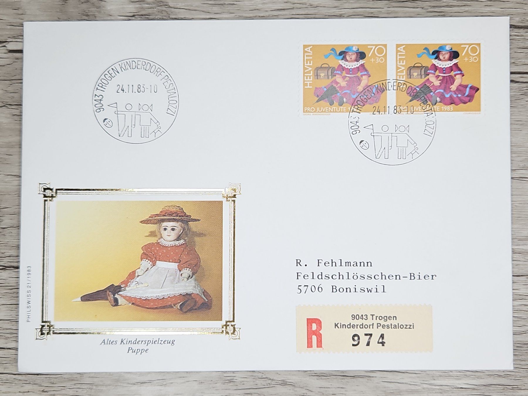 Tutti i francobolli: CL01 Enveloppe + Timbre Suisse 1983 – Usato da Cousset venduto da Patrick_Collections