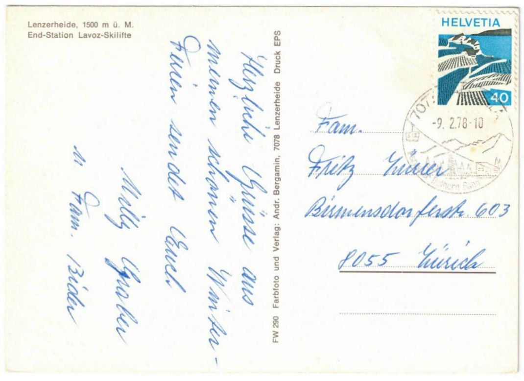 Cartoline postali: Lenzerheide - Skilift Lavoz – Usato da Binningen venduto da Mountainrider 1