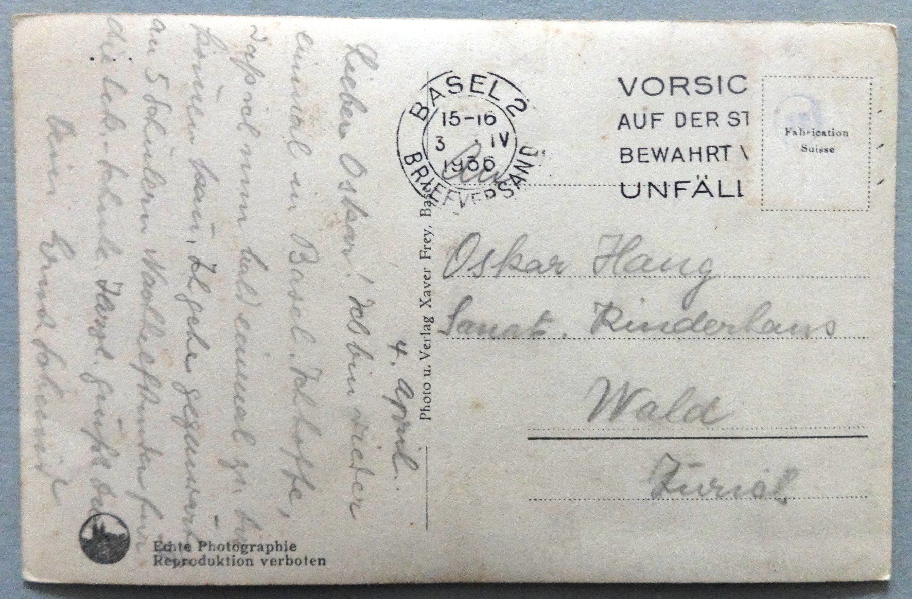 Ansichtskarten: Basel, Münster mit Rheinpfalz – Defekt aus Fétigny von Billy2miny 1