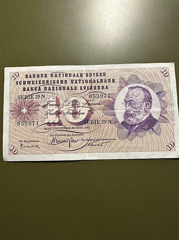 Banknoten: Alte Schweizerische Banknote – Gebraucht aus Seuzach von Wolf936 1