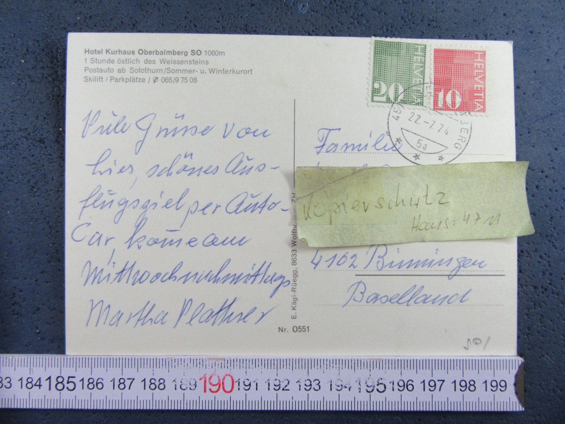 Cartoline postali: OBERBALMBERG SO AK HOTEL KURHAUS SKI POSTAUTO 1974 – Usato da Ettingen venduto da Hausi4711 1