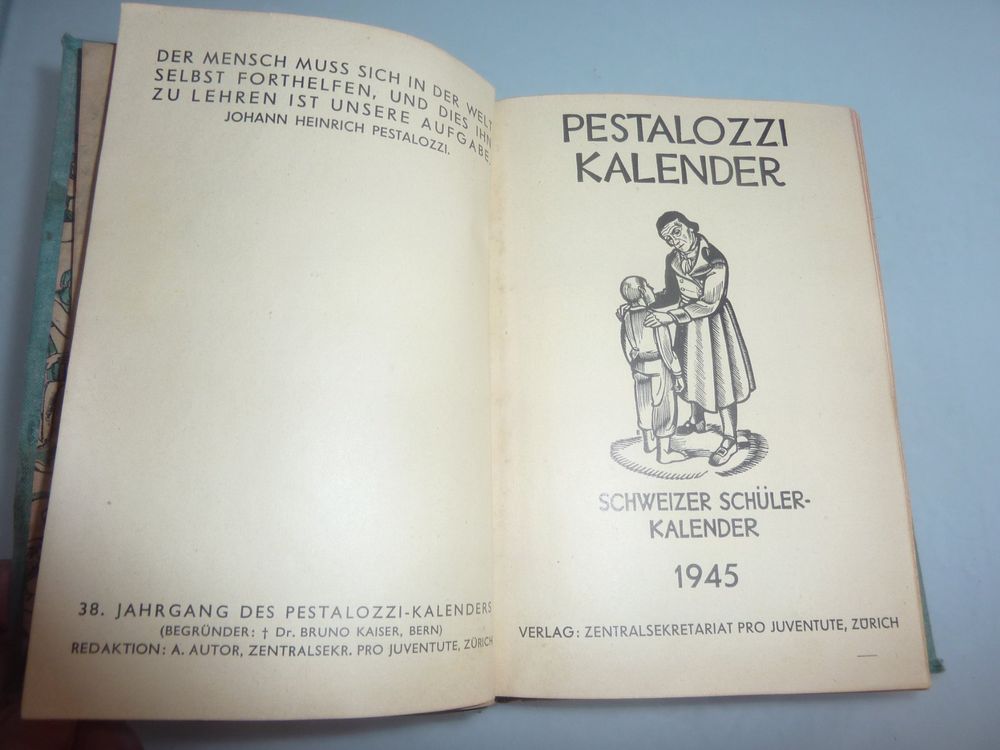 alter Pestalozzi Kalender 1945 Schülerkalender Pro Juventute  Kaufen 