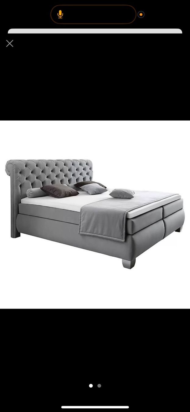 Letti: Graues Boxspringbett mit Knopfdesign - Top Zustand! – Usato da Zürich venduto da Jennii05