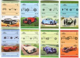 Briefmarken "Ferrari, Buick, Rolls-Royce, Delahaye". Nevis