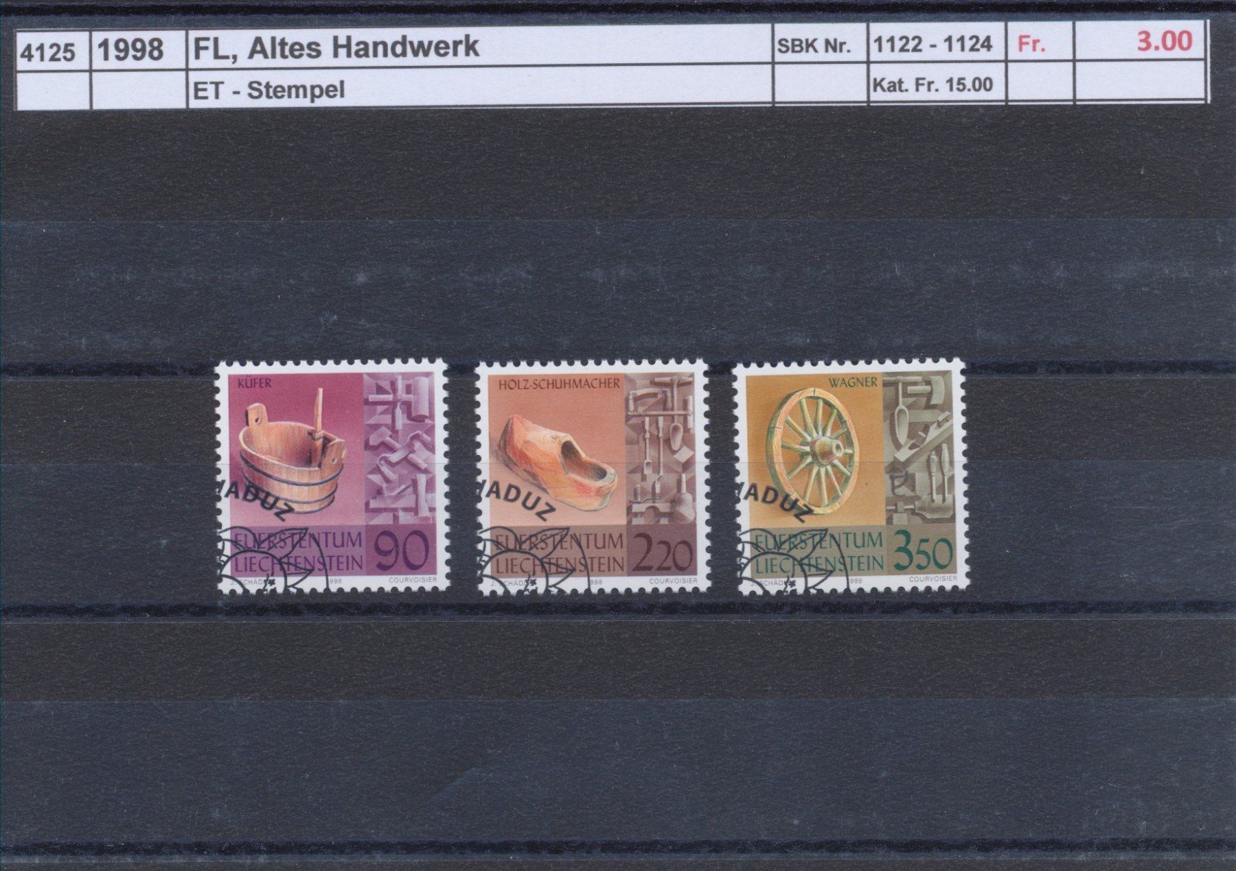 Tutti i francobolli: 1998 FL, "Altes Handwerk", ET - Stempel – Usato da Winterthur venduto da Zupogeru