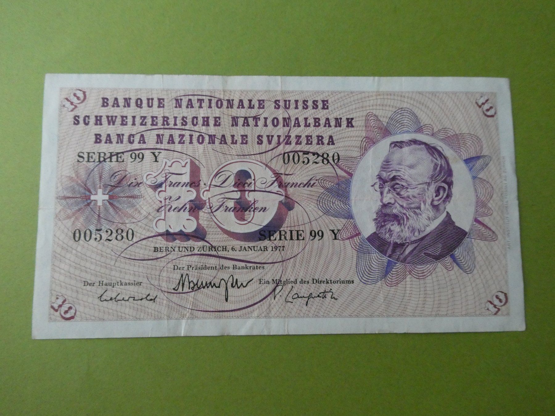 Billets de banque: Schweiz 1977, 10 Franken – D'occasion à Hinterforst par Rohusri