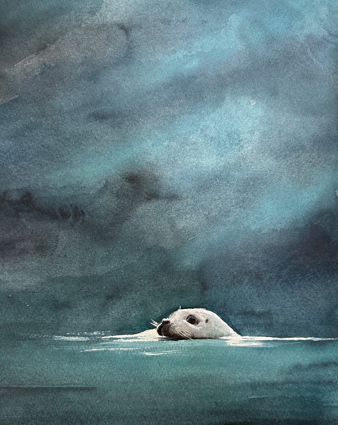 Gemälde: Happy Seal: handgemalt, signiert – Neu (gemäss Beschreibung) aus Meilen von Smgdesign 2