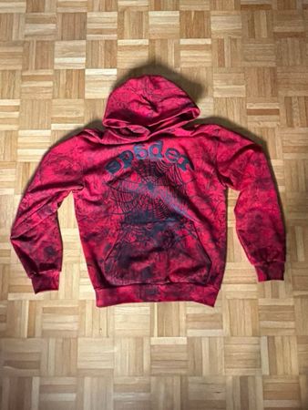 Kapuzenpullover Spider Rot Schwarz Grösse M guter Zustand