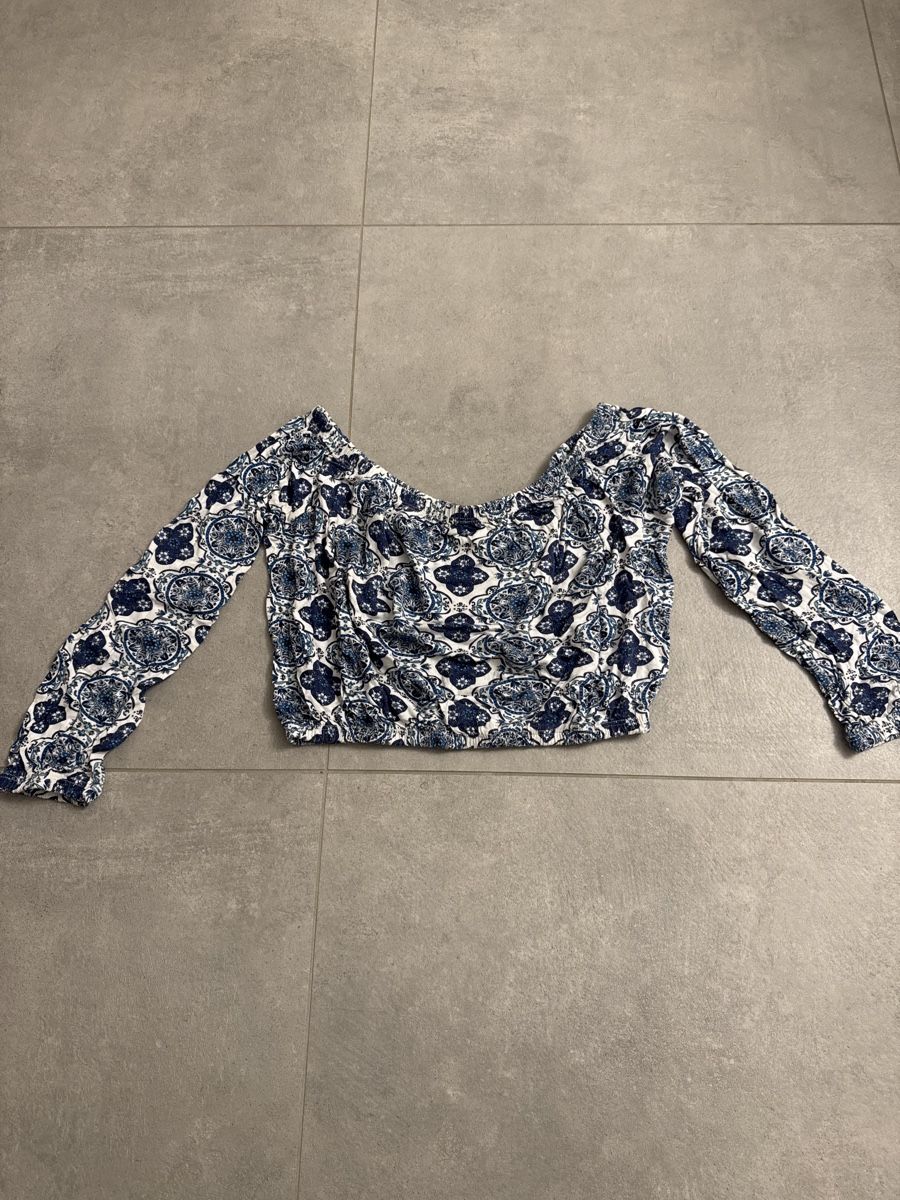 H&M Top: H&M Top, Gr. S, blau/weiss gemustert – Usato da Elsau venduto da shoppa2