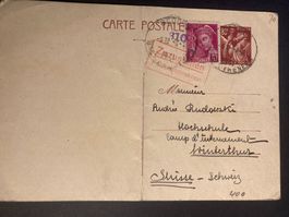 Frankreich 1921 GS Zuzustellen Feldpostdirektion Winterthur