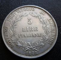Münze 5 Lire Italien 1848 Lombardo-Venetien guter Zustand