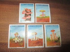 5 Stk. Briefmarken Pilze 1988 S. Tome e Principe
