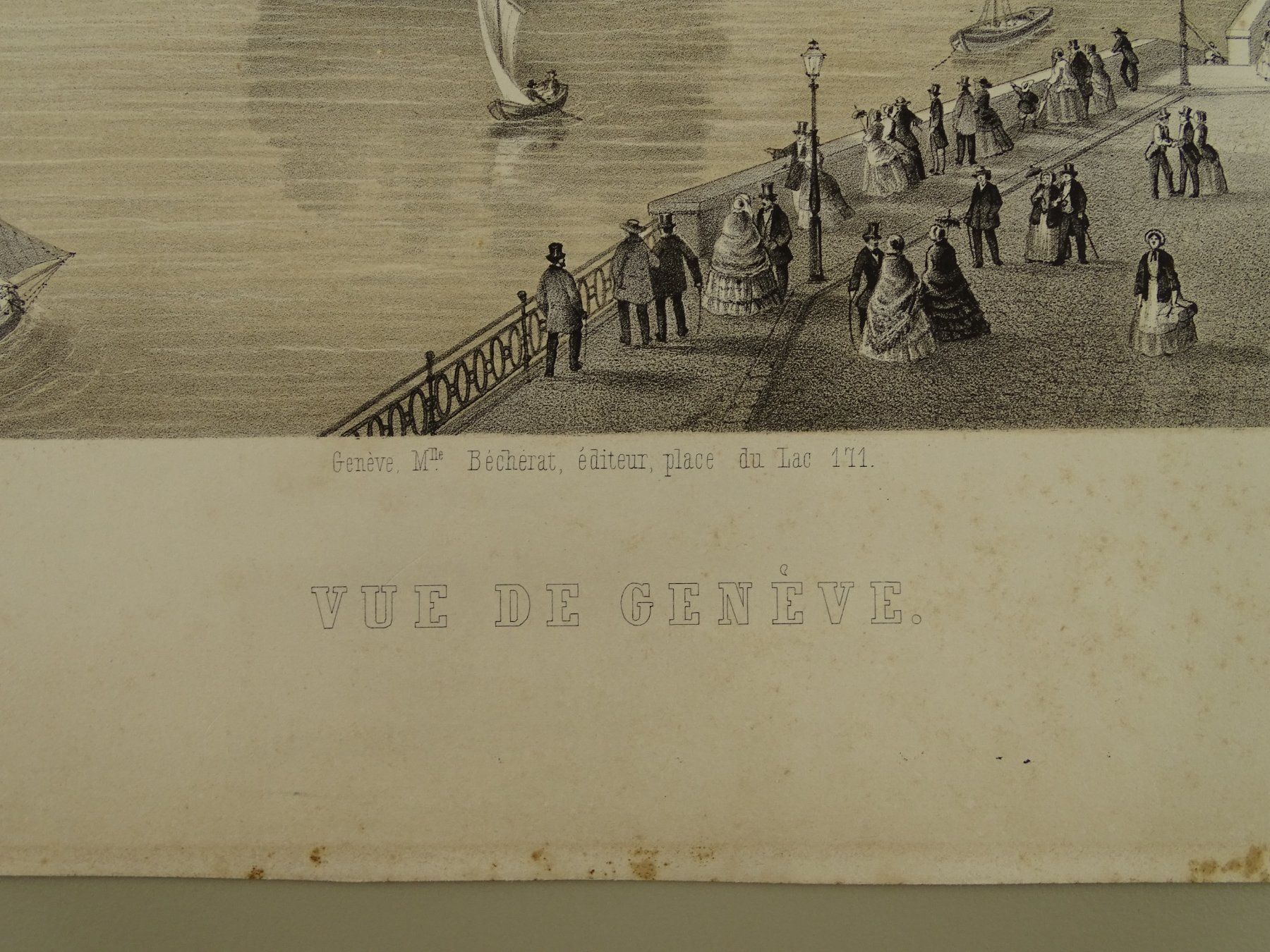 Stiche: GENÈVE, GENF, GROSSE LITHOGRAPHIE UM 1850 – Gebraucht aus Grüningen von Kartensammler 4