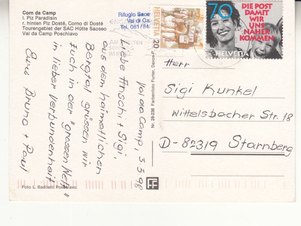 Cartoline postali: Corn da Camp 1998 – Usato da Bürglen TG venduto da StampGraf 1