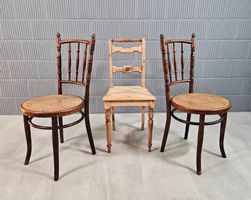 2x Thonet Wiener Jonc Geflecht Stuhl, Kaffeehaus Stuhl Chair