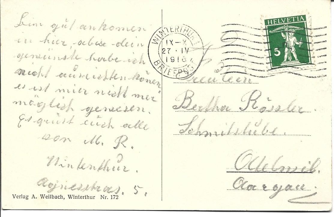 Cartoline postali: AK Winterthur-Tössfeld – Usato da Appenzell venduto da mai25 1