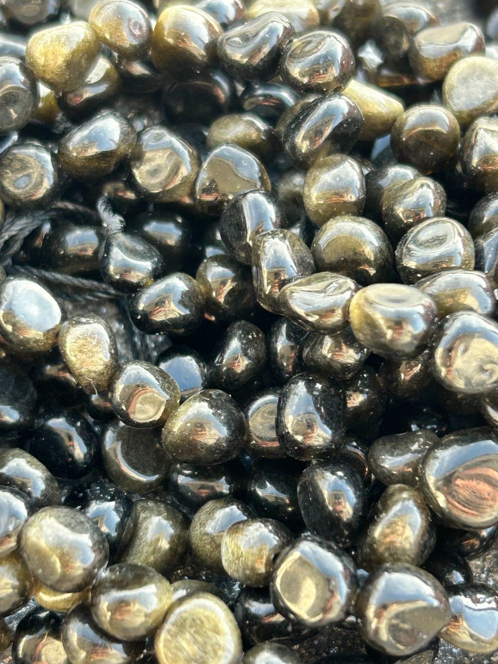 Pietre preziose: Strang echte golden obsidian 6-8 mm – Nuovo e nell'imballaggio originale da Niederrohrdorf venduto da Ytobi 2
