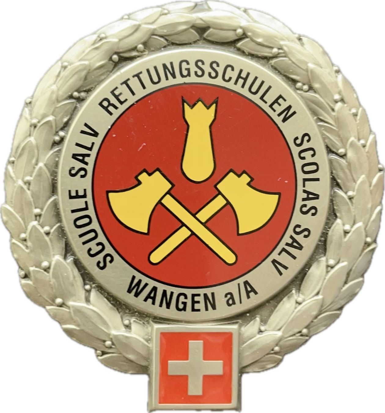 Schweizer Armee Placchette & Badge: Béret Emblem RETTUNGSSCHULEN Wangen a/A - 1990s – Usato da Savosa venduto da Rekruten
