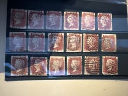 Collection timbres anciens Royaume-Uni, rouges, 1 penny, bon