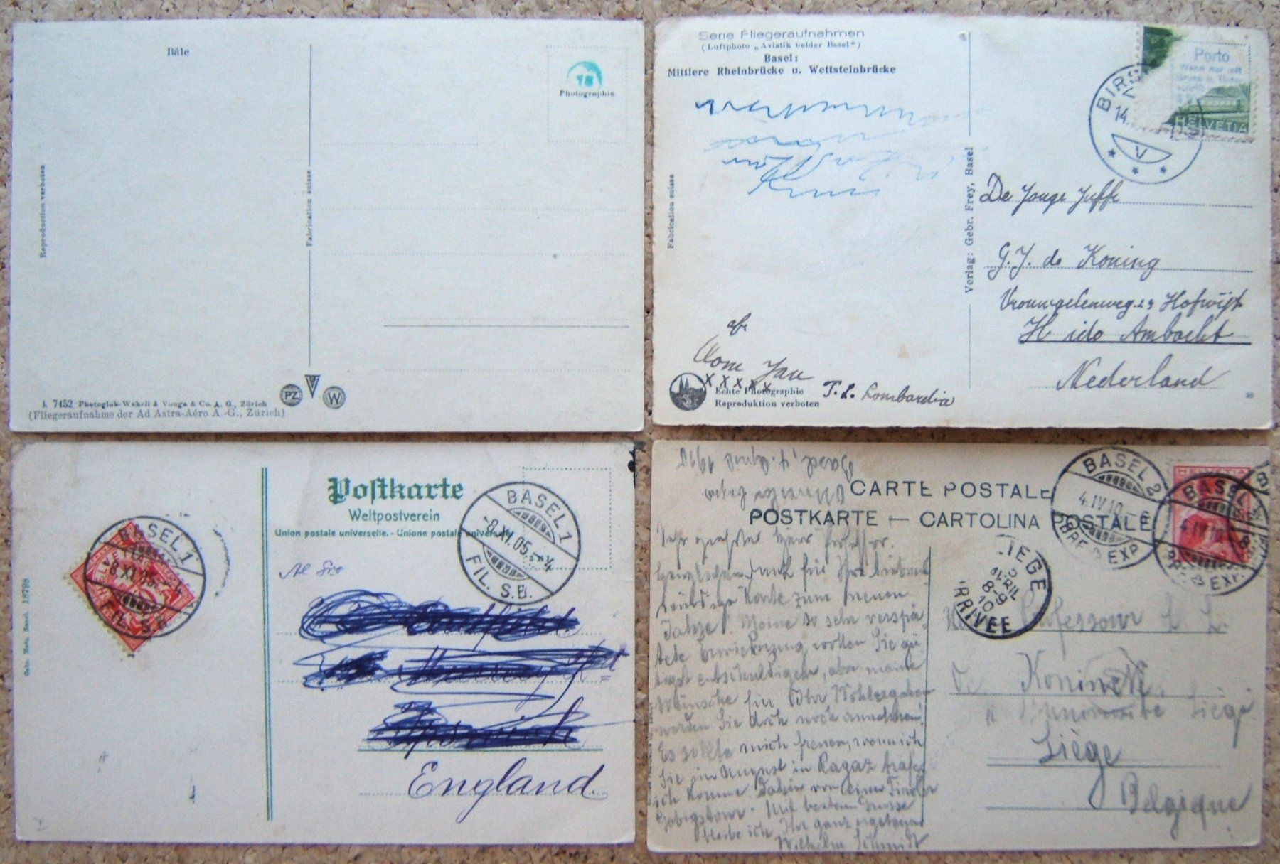 Cartoline postali: 4 AK BASEL RHEINBRÜCKEN – Usato da Brunnen venduto da Nonne04 1
