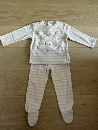 Joli pyjama 2 pièces de velours 36 mois 3 ans rose & blanc f